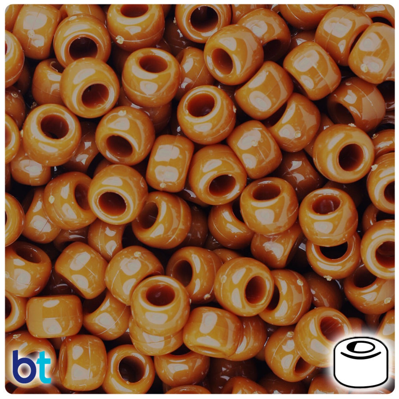 BeadTin Tiger Eye Opaque 9mm Barrel Plastic Pony Beads (500pcs)